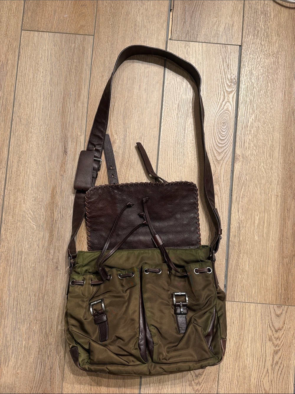 PRADA Khaki Messenger Bag in Synthetic